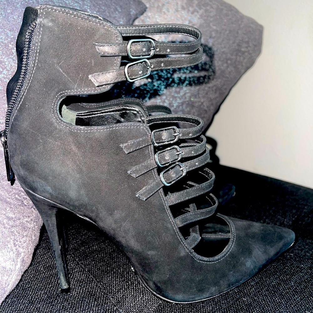 Black Suede multi layered Schutz 8.5 booties